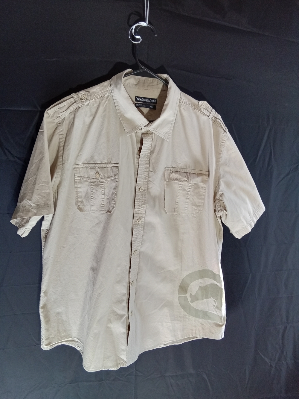 Ecko Unlimited Men's Short-Sleeve Button-Down Shirt in Khaki